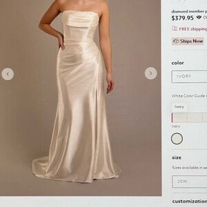 DB STUDIO SZ18W Satin strapless draped wedding gown